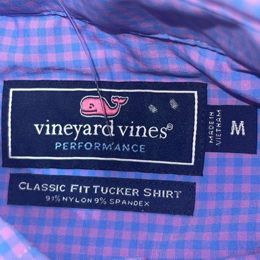 Vineyard Vines Purple and Pink Gingham Performance Button-Down Shirt - Picture 6 of 11
